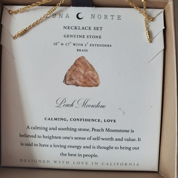 Luna Norte Heart Moonstone Necklace Set Gold Tone - Picture 7 of 7